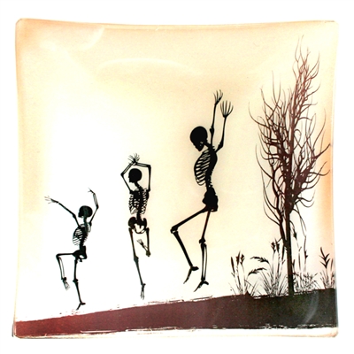 Dancing Skeletons Glass Tray