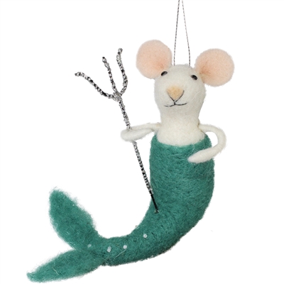 Triton Mouse Mermaid Hanging Felted Woolie