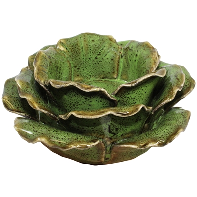 Vintage Rose Tea Light Holder Ceramic Green