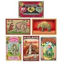 -Vintage Elephants Mini Matchboxes 60Pack