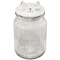Smiley Cat Glass Jar
