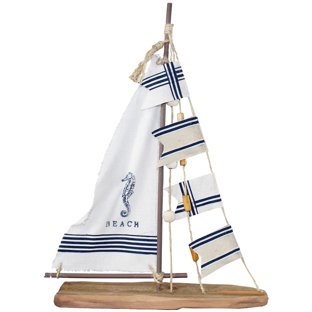 Sailboat with Seahorse Sail & Nautical Flags