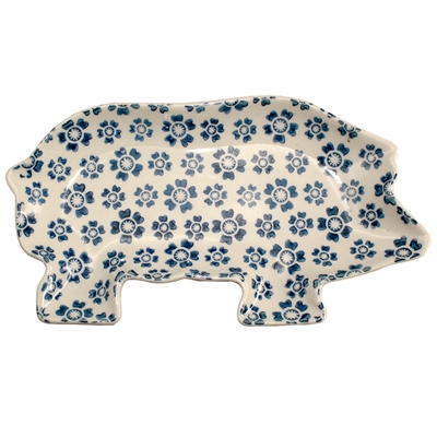 Blue Daisy Pig Ceramic Tray
