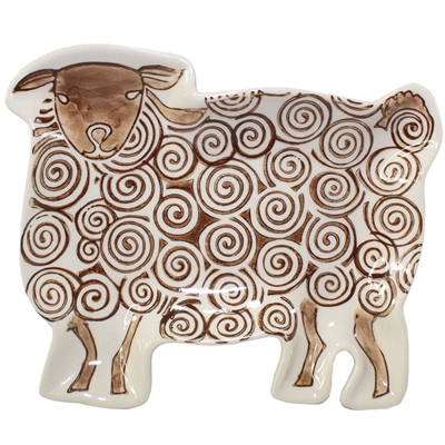Brown Wooly Lamb Ceramic Tray