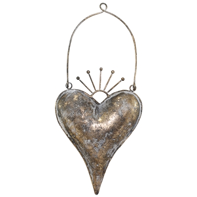 -Zara Hanging Metal Heart Antq Bronze