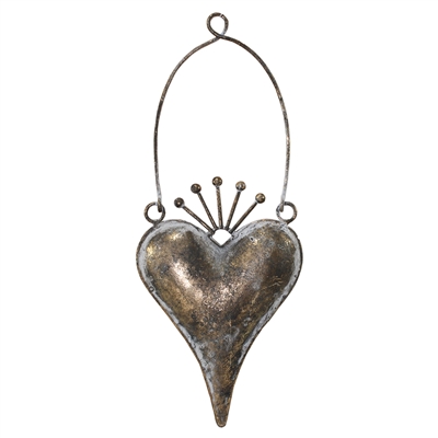 -Zara Hanging Heart Metal Antq Bronze Sml