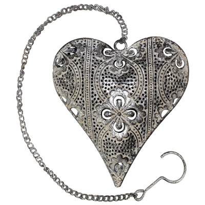 Nika Metal Heart Decor Antq Slver/Ecru