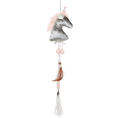 Unicorn Hanging Ornament Grey/Pink