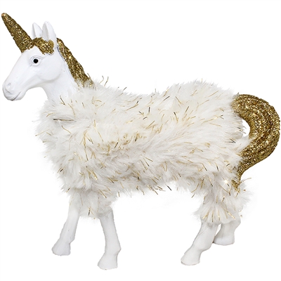 Standing Unicorn Ornament Fur & Glitter