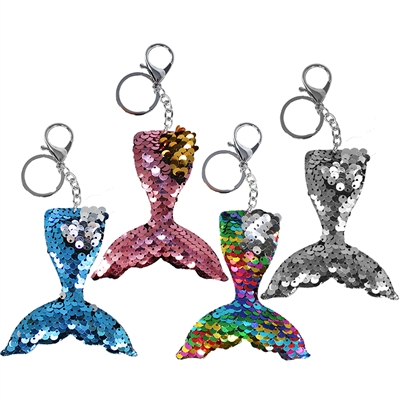 Sequin Mermaid Tail Key Chain & Clip