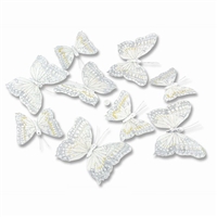 Butterfly Garland White w/Silver Glitter