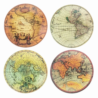 Old World Map Glass Trays