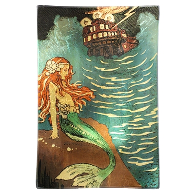 Serilda Mermaid Gold Glass Tray