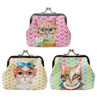 Glam Cat Coin Purse with Metal Clasp