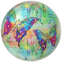 Butterfly Postcard Glass Dome Paperweight