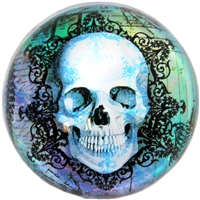 Blue Ivy Skull Glass Dome Paperweight