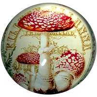 Vintage Mushroom Wreath Glass Paperweight