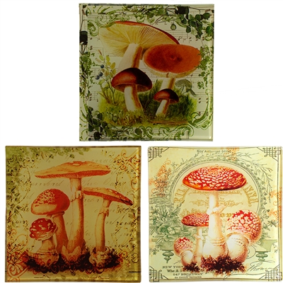 Vintage Mushroom Glass Trays