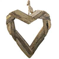 Folk Craft Wood Cut Open Heart Sml