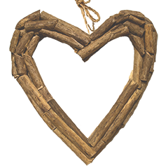 Folk Craft Wood Cut Open Heart Lrg