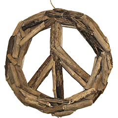 Folk Craft Wood Cut Peace Sign Lrg