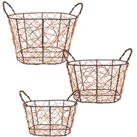 Handmade Copper & Brown Wash Wire Basket