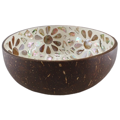 Coconut Bowl w/Mother of Pearl Inlay