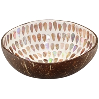 Coconut Bowl Mother of Pearl Floral Inlay