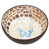 Aqua Butterfly Mosaic Inlay Coconut Shell Bowl