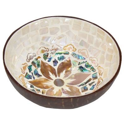 Sunset Bloom Mosaic Inlay Coconut Shell Bowl