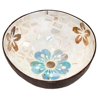 Island Bloom Mosaic Inlay Coconut Shell Bowl