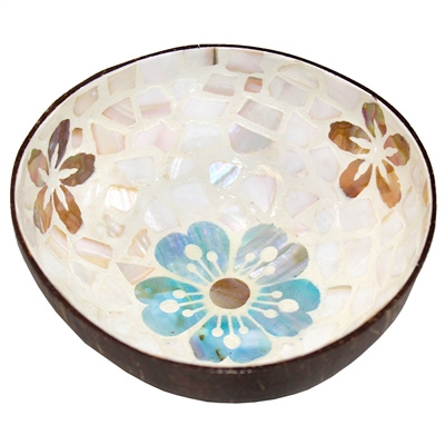 Island Bloom Mosaic Inlay Coconut Shell Bowl