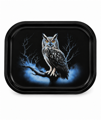 Great Horned Owl Flat Metal Tray