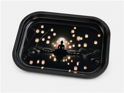 Lantern Buddha Metal Tray