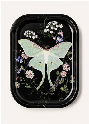 Luna Moth Wildflowers Metal Tray