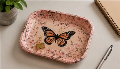 Monarch Cherry Blossoms Metal Tray