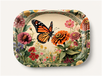 Monarch Zinnias Metal Tray