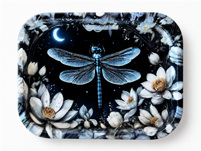 Moonlit Dragonfly Metal Tray