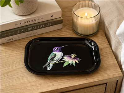 Purple Hummingbird Metal Tray