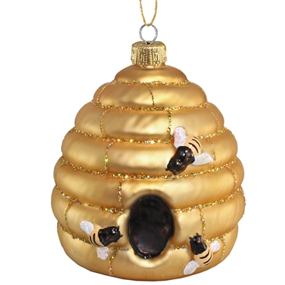Bee Hive Glass Ornament