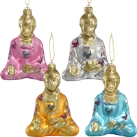 Buddha with Butterfly Glass Ornament