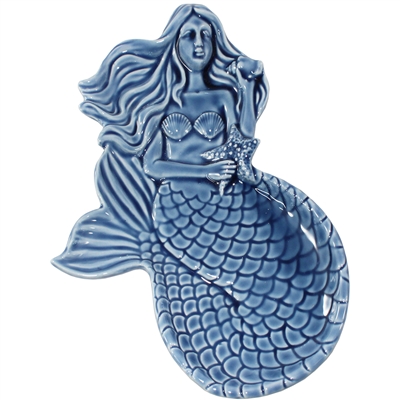 Starfish Mermaid Ceramic Tray Blue