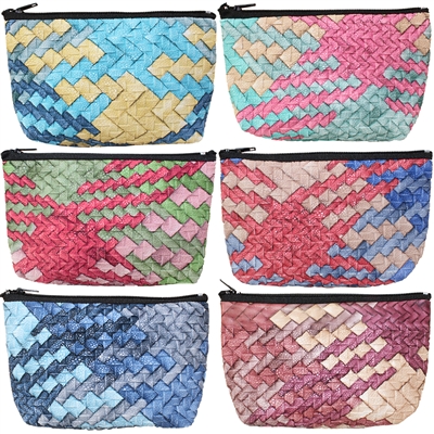 Pleather Woven Look Coin Purse