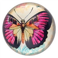 Glass Paperweight Fuschia Butterfly