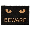Beware Cat Black Door Mat