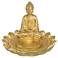 Golden Dhyana Buddha Incense Holder