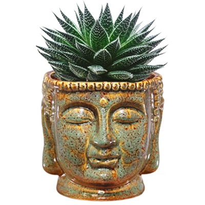 Buddha Bust Porcelain Planter Pot Jade