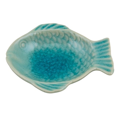 River Fish Tray Aqua Ceramic