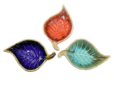 River Leaf Ceramic Trays Asst 1Dz