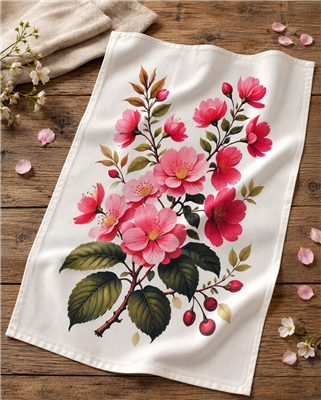 Cherry Blossoms Flour Sack Tea Towel